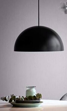 RİOLIGHT RETRO SİYAH İÇİ BEYAZ TEKLİ METAL SARKIT AVİZE ÇAP: 40CM