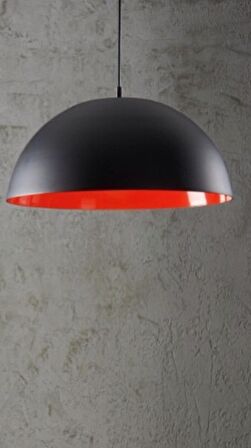 RİOLİGHT PARLAK SİYAH İÇİ KIRMIZI METAL SARKIT AVİZE ÇAP: 40CM