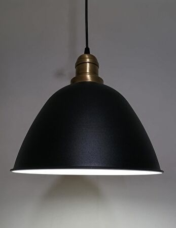 RİOLİGHT RETRO SİYAH İÇİ BEYAZ TEKLİ METAL SARKIT ÇAP: 28CM