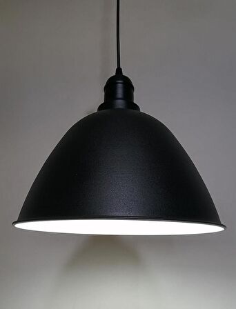 RİOLİGHT RETRO SİYAH İÇİ BEYAZ TEKLİ METAL SARKIT ÇAP:28CM