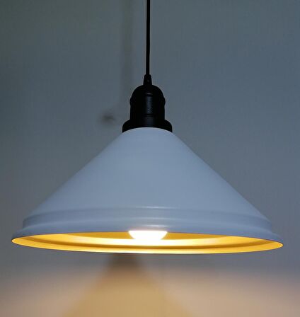 RİOLİGHT RETRO BEYAZ İÇİ GOLD TEKLİ METAL SARKIT ÇAP: 33CM