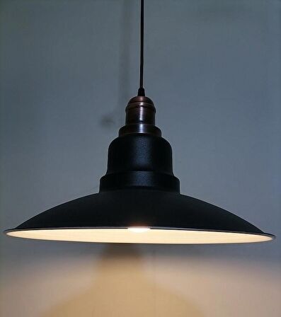 RİOLİGH RETRO  SİYAH İÇİ BEYAZ TEKLİ METAL SARKIT ÇAP: 37CM