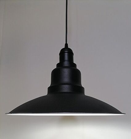 RİOLİGHT RETRO SİYAH İÇİ BEYAZ TEKLİ METAL SARKIT ÇAP: 37CM