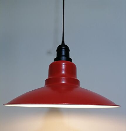 RİOLİGHT RETRO KIRMIZI İÇİ BEYAZ TEKLİ METAL SARKIT ÇAP: 37CM