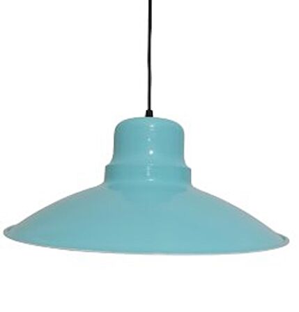 RİOLİGHT RETRO  TURKUAZ İÇİ BEYAZ TEKLİ METAL SARKIT ÇAP: 37CM