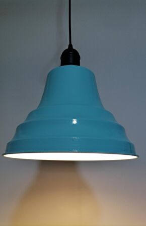 RİOLİGHT RETRO TURKUAZ İÇİ BEYAZ TEKLİ METAL SARKIT ÇAP:27CM