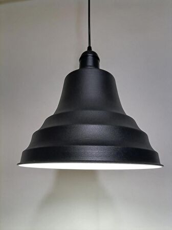 RİOLİGHT RETRO SİYAH İÇİ BEYAZ TEKLİ METAL SARKIT ÇAP: 27CM