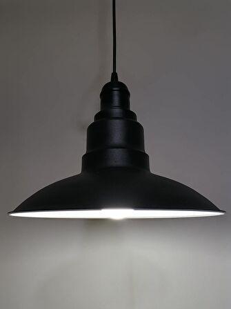 RİOLİGHT RETRO SİYAH İÇİ BEYAZ TEKLİ METAL SARKIT ÇAP: 30CM