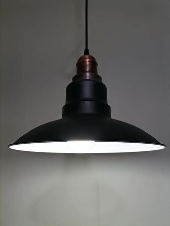 RİOLİGHT RETRO SİYAH İÇİ BEYAZ TEKLİ METAL SARKIT ÇAP:30CM