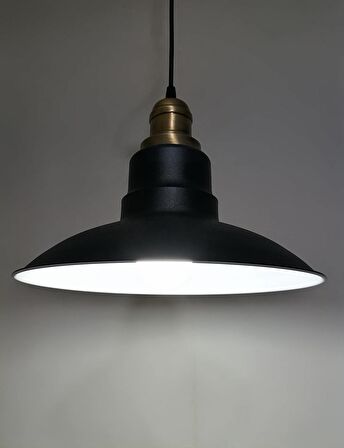 RİOLİGHT RETRO SİYAH İÇİ BEYAZ TEKLİ METAL SARKIT ÇAP: 30CM