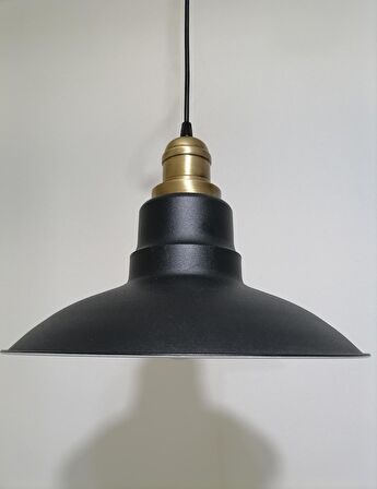 RİOLİGHT RETRO SİYAH İÇİ BEYAZ TEKLİ METAL SARKIT ÇAP: 30CM