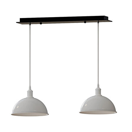 RİOLİGHT VİNTAGE,RETRO,RUSTİK BEYAZ BAŞLIK 2XE27 METAL MASA ÜSTÜ SIRALI AVİZE UZUNLUK:60CM
