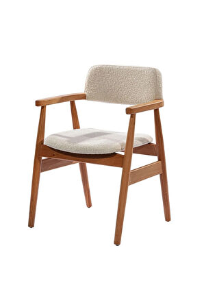 Rio Teddy Krem Natural Ahşap Sandalye