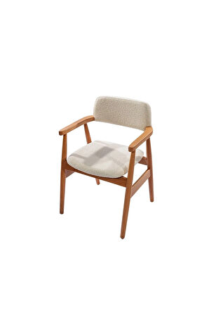 Rio Teddy Krem Natural Ahşap Sandalye