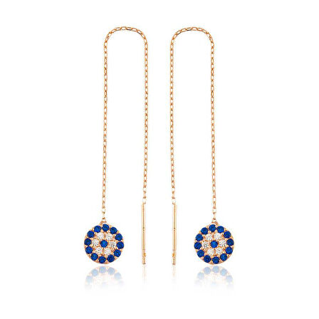 925 Ayar Gümüş Zincirli Nazar Küpe