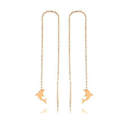 925 Ayar Gümüş Zincirli Yunus Balığı Küpe