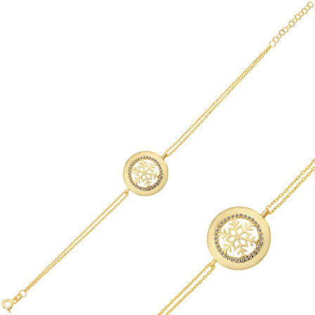 925 Ayar Gümüş Gold Kar Tanesi Bileklik