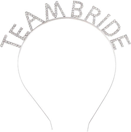 Gümüş Kaplama Kristal Taşlı Team Bride Taç 16x17 cm