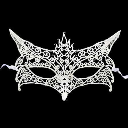 Beyaz Renk Dantel Kesim Dantel İşlemeli Balo Parti Maskesi 7 No