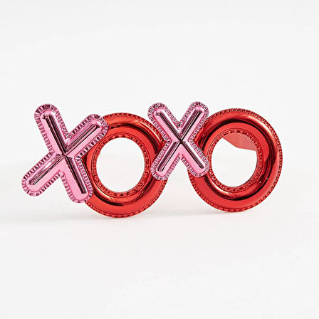 Kırmızı Renk Xoxo Yazılı Parti Gözlüğü 17x7 cm