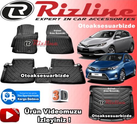 Rizline Toyota Auris 3D Havuzlu Paspas 2013 Sonrası + Bagaj Havuzu