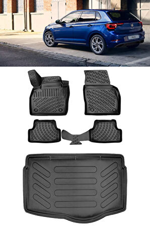 Rizline Volkswagen Polo 2023 ve Sonrası Life-Syle Paket 3D Havuzlu Paspas ve 3D Bagaj Havuzu Alt