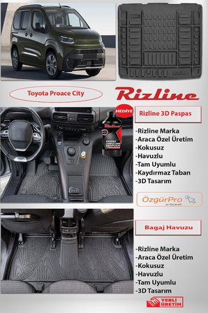 Rizline Toyota Proace City 2019+  Premıum Paspas ve Premıum Bagaj Havuzu Set