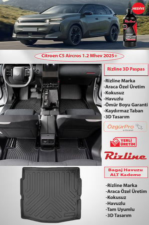 Rizline Citroen C5 Aircross 1.2 Hybrit Mhev 9D Premıum Paspas 3D ALT  Bagaj Havuzu Set
