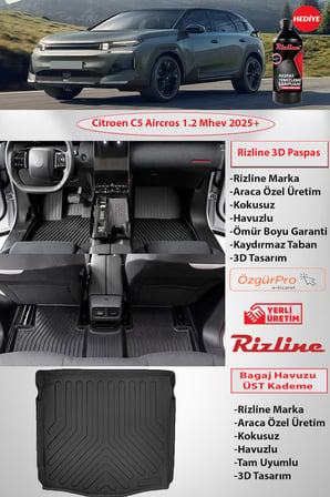Rizline Citroen C5 Aircross 1.2 Hybrit Mhev 3D Premıum Paspas 3D ÜST Bagaj Havuzu Set