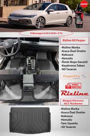 Rizline Premıum Volkswagen Golf 8 2020 Ve Sonrası 9D Premıum Paspas Ve 3D Bagaj Havuzu Alt