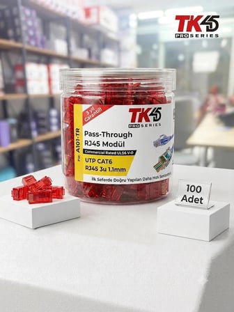 OEM KIRMIZI RJ45 Jack Cat5- Cat6 Konnektör 100'LÜ Lüks Paket