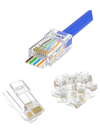 Yeni Nesil Delikli Cat5-Cat6 RJ45 Konnektör Utp Jack (100 Adet)