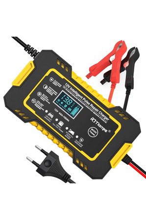 RJTİANYE 12V 6A Akü Şarj Aleti 4-100Amper Uyumlu Tamir Modlu Araç akü akıllı şarj cihazı otomotiv akü bakım cihazı sıcaklık dengelemeli araba motosiklet deniz kurşun asit aküler