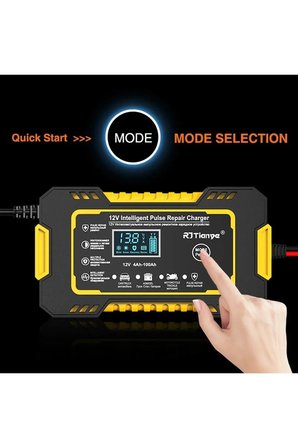 RJTİANYE 12V 6A Akü Şarj Aleti 4-100Amper Uyumlu Tamir Modlu Araç akü akıllı şarj cihazı otomotiv akü bakım cihazı sıcaklık dengelemeli araba motosiklet deniz kurşun asit aküler