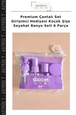 Premium Çantalı Set Girişimci Hediyesi Küçük Şişe Seyahat Banyo Seti 6 Parça