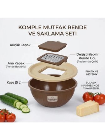 Rika Garden Çok Fonksiyonlu Kapaklı Çelik Rende