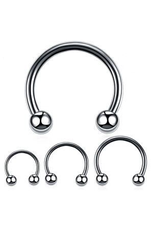 316 Cerrahi Medikal Çelik Tragus , Kıkırdak Ve Septum Piercing ( L Beden )(gümüş Renk )