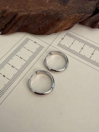 316 L Çerrahi Çelik Halka Küpe Gümüş Renk Halka Küpe Halka Bombeli Küpe 14mm