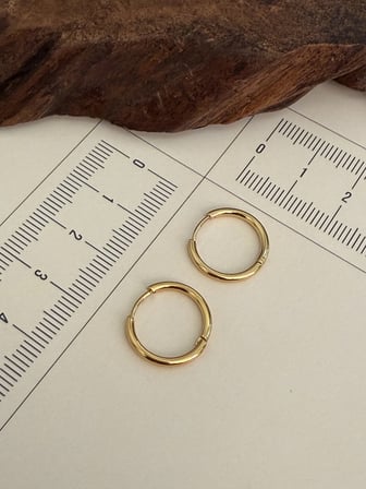 316 L Çerrahi Çelik Halka Küpe Altın Renk Halka Küpe 12 mm Çelik Küpe
