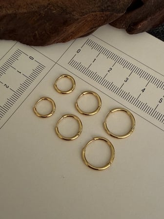 316 L Çerrahi Çelik 6 Lı Halka Küpe Seti Gold Renk Halka Küpe Çelik Küpe 8,10,12 mm