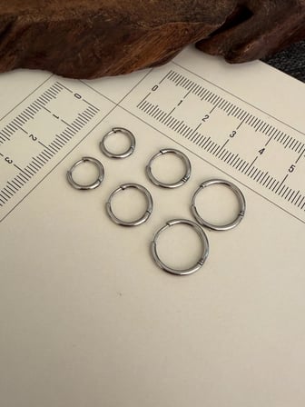 316 L Çerrahi Çelik 6 Lı Halka Küpe Seti Gümüş Renk Halka Küpe Çelik Küpe 8,10,12 mm