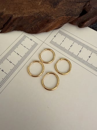 316 L Çerrahi Çelik 6 Lı Halka Küpe Seti Gold Renk Halka Küpe Çelik Küpe 12 mm