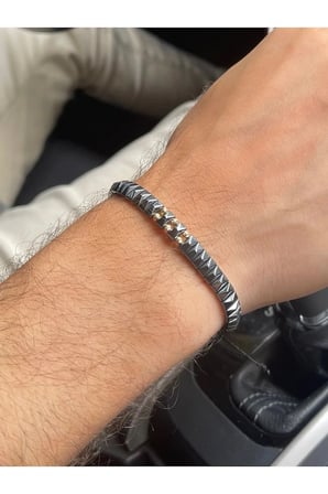 14 Ayar Dorika Toplu Hematit Taşlı Altın Bieklik