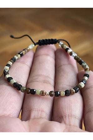 14 Ayar Kristal Kesim Yeşil Granat Taşlı Minimal Altın Bileklik