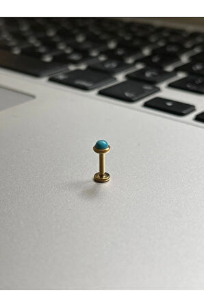 316 Cerrahi Çelik Tragus Helix Kıkırdak Conch Minimal Mavi Taşlı Piercing