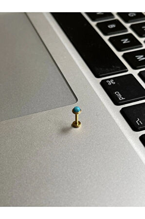 316 Cerrahi Çelik Tragus Helix Kıkırdak Conch Minimal Mavi Taşlı Piercing