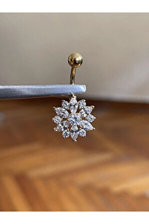 316 Cerrahi Çelik Göbek Piercingi Pırlanta Model Göbek Piecingi