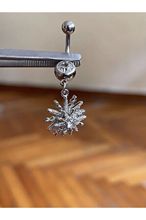 316 Cerrahi Çelik Göbek Piercingi Pırlanta Model Göbek Piecingi