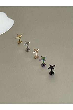 316 L Cerrahi Çelik Tragus Helix Kıkırdak Conch Minimal Kutup Yıldızı Piercing