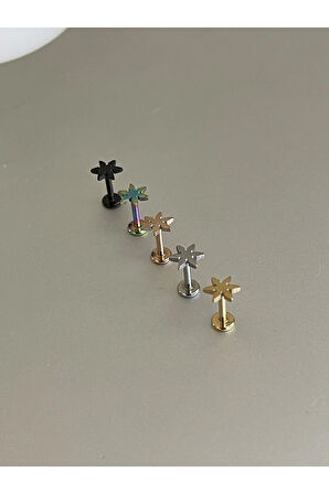 316 L Cerrahi Çelik Tragus Helix Kıkırdak Conch Minimal Yıldız Piercing